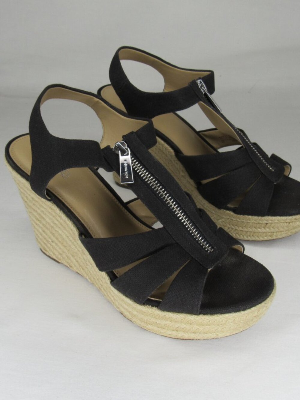 Michael Michael Kors Black Canvas Berkley Espadrille Wedge Sandal Women's 8 - Picture 6 of 10